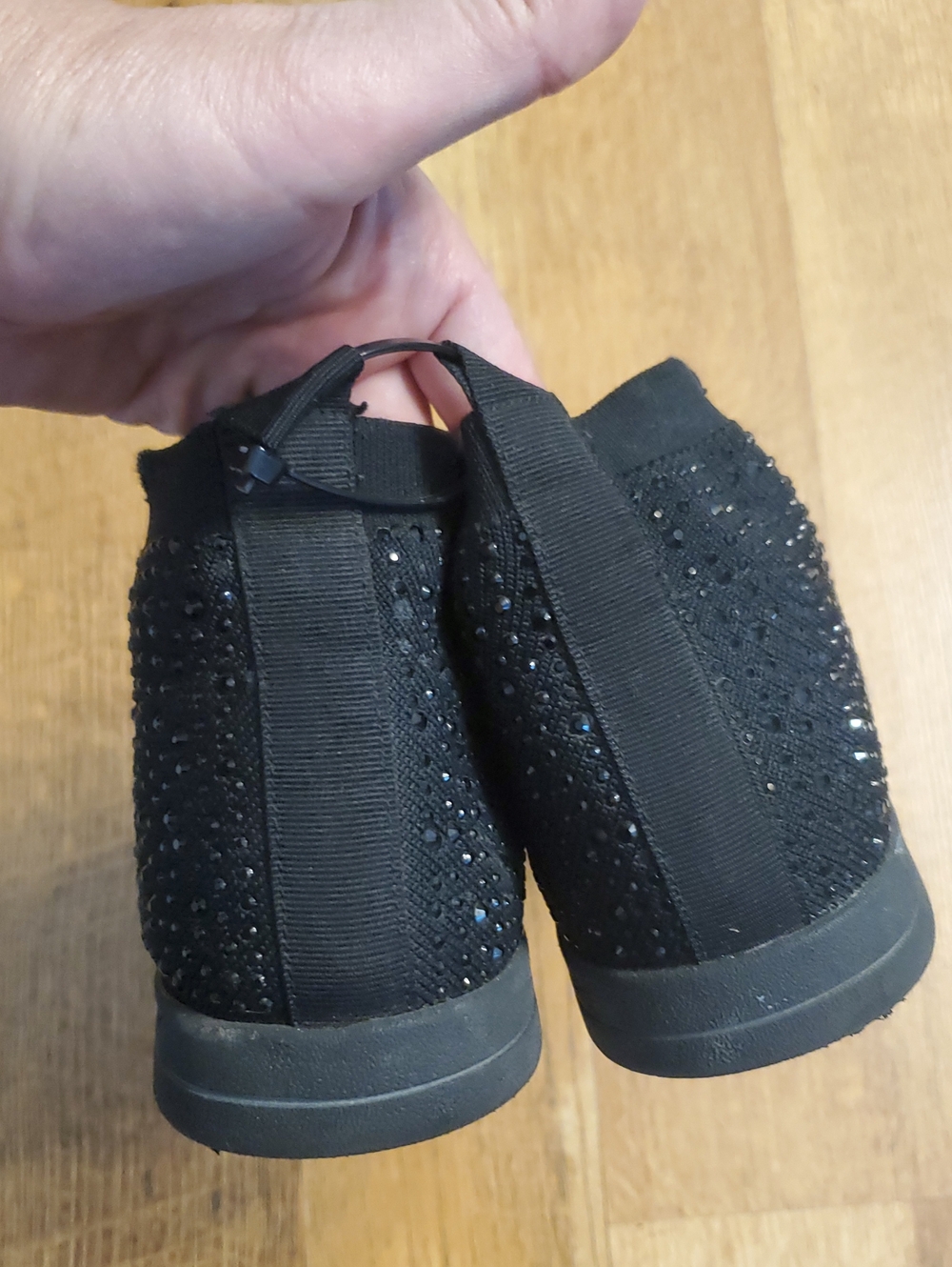 Bobs Sketchers Black Rhinestone Memory Foam Slip On Shoes Size 9 - Picture 8 of 10